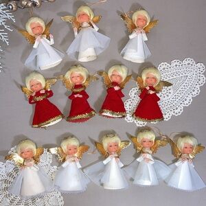 Vintage Lee Wards Holiday Angels Set Of 12 Made In Japan 1960s